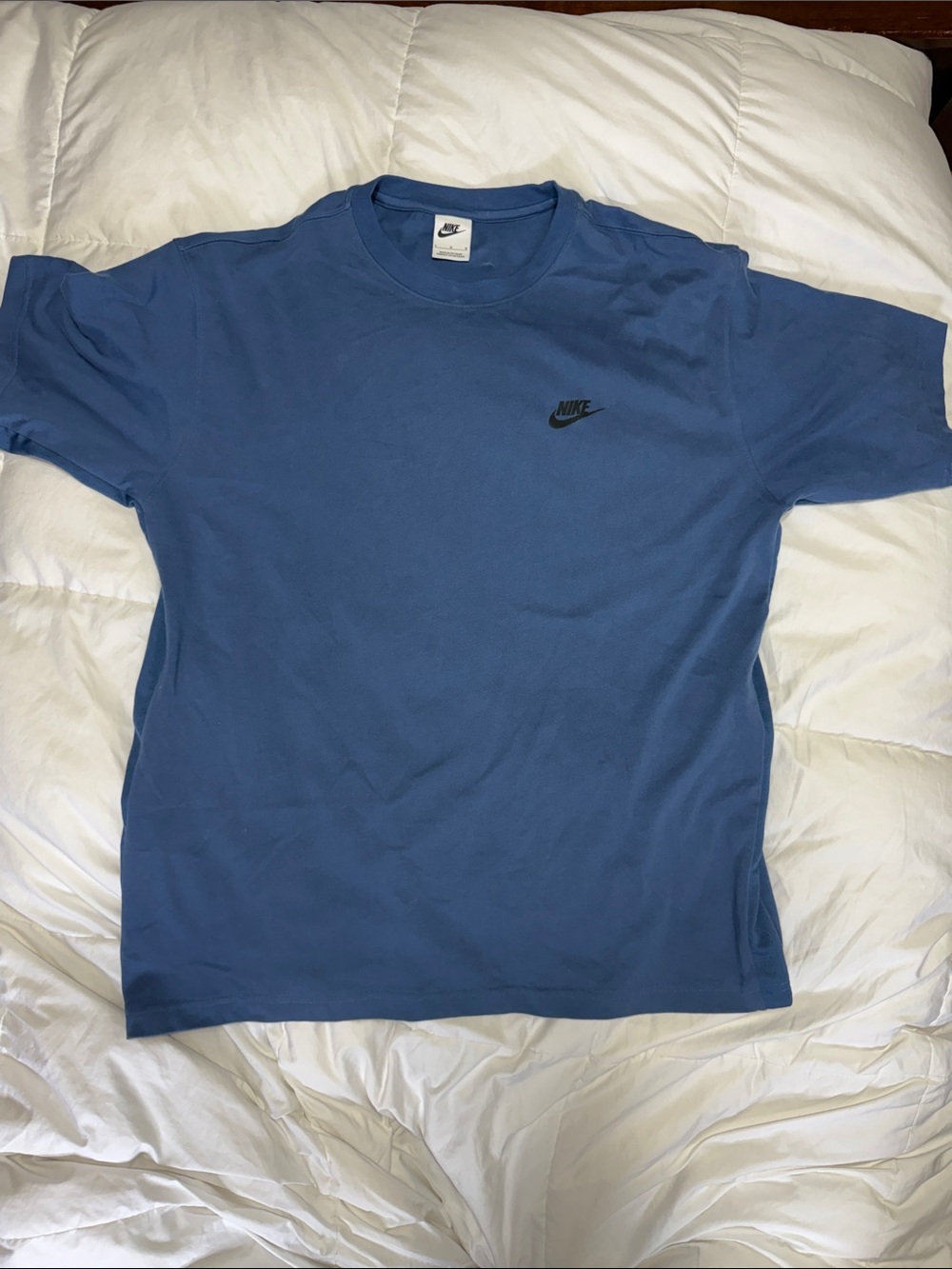 Nike Blue Short Sleeve Crewneck T-Shirt with Black Swoosh
